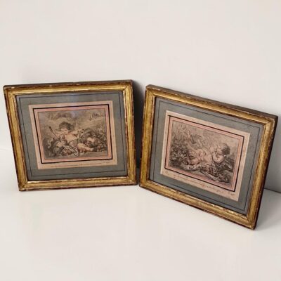 Pair of 18th‑Century French Engravings after Huet, engraved by Demarteau