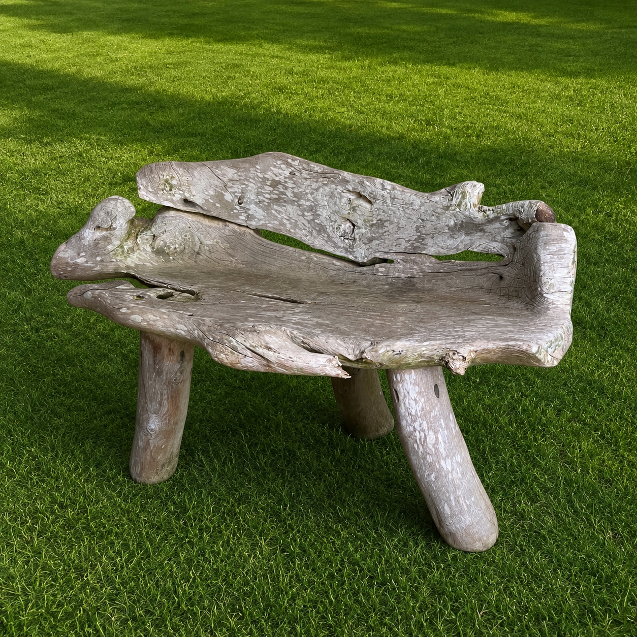 Weathered Sculptural Root Wood Garden Bench & Table - Image 6
