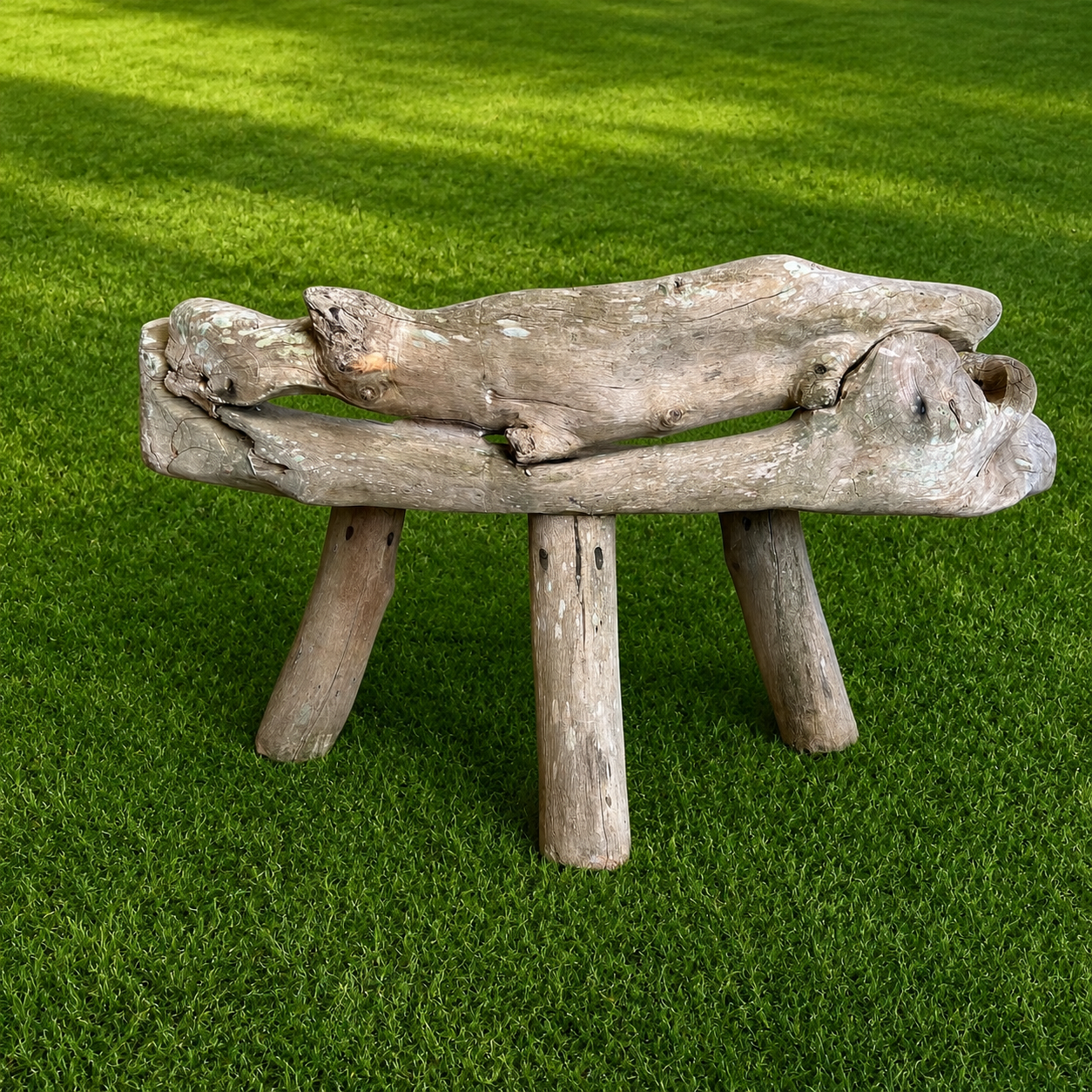 Weathered Sculptural Root Wood Garden Bench & Table - Image 7