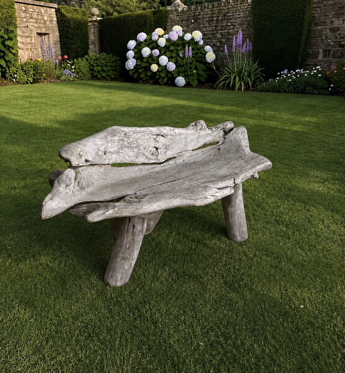 Weathered Sculptural Root Wood Garden Bench & Table - Image 3
