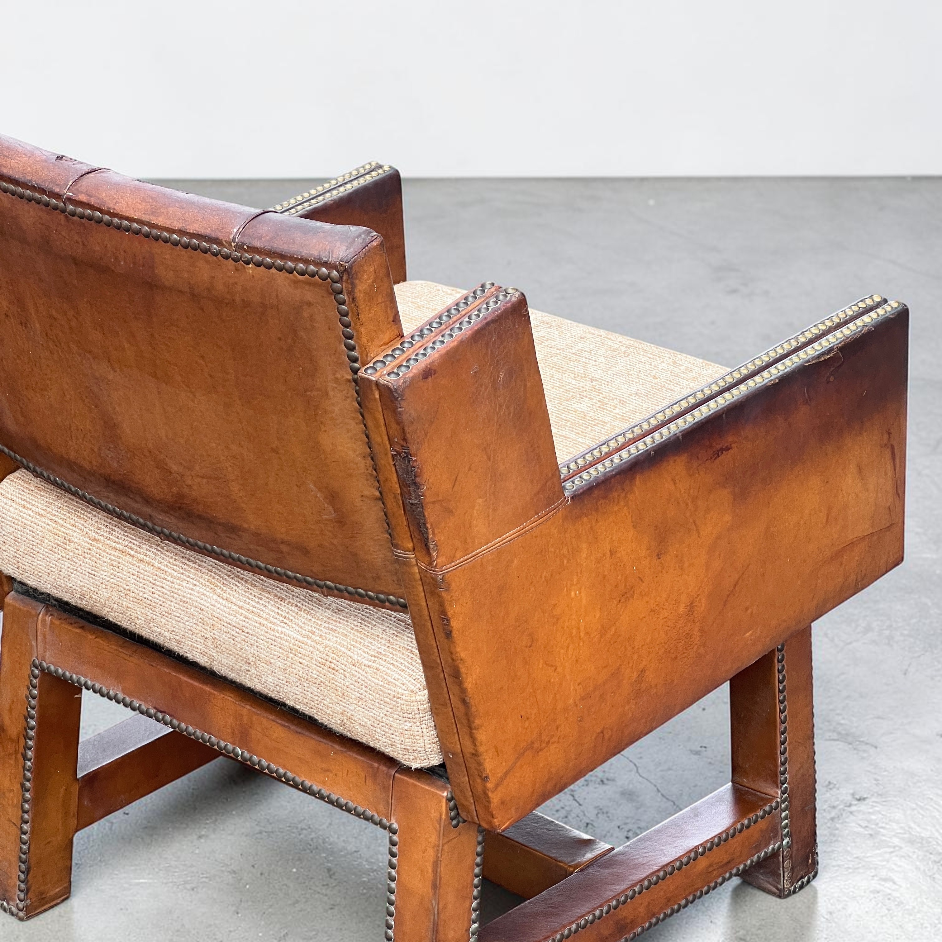 A Pair Of French Leather Button-Back Armchairs, Circa 1930's /40'S - Image 10