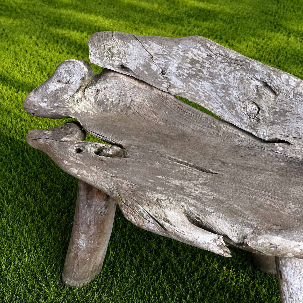 Weathered Sculptural Root Wood Garden Bench & Table - Image 9