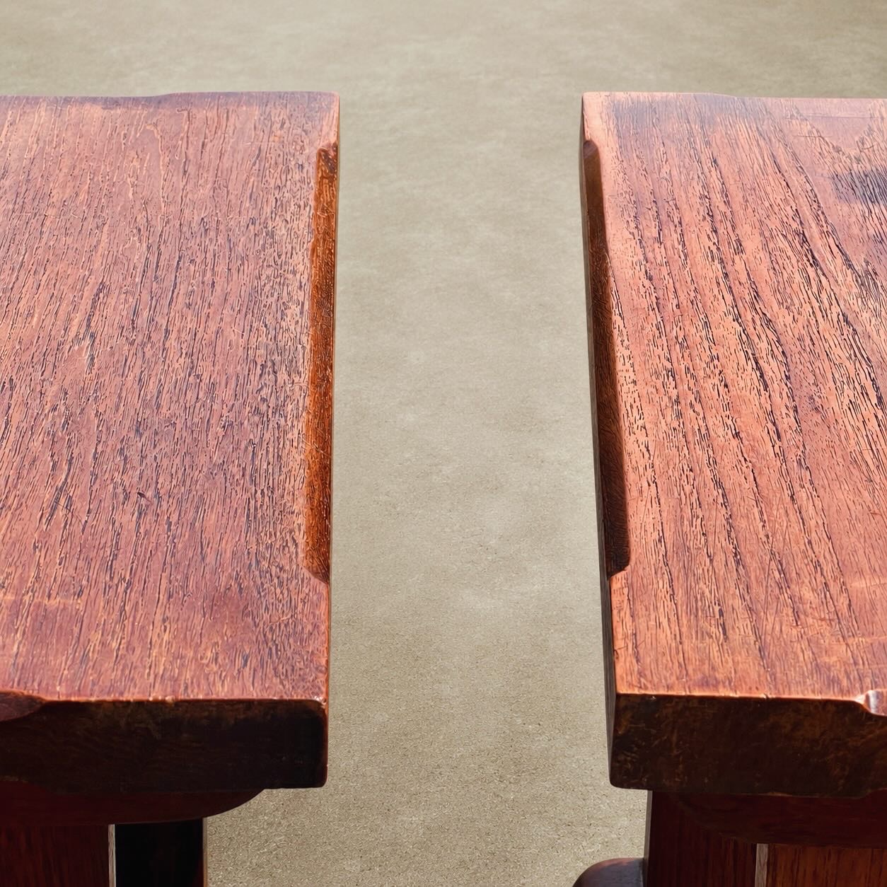 Pair of Handcrafted Solid Mahogany Brutalist Arts & Crafts Chairs - Image 7