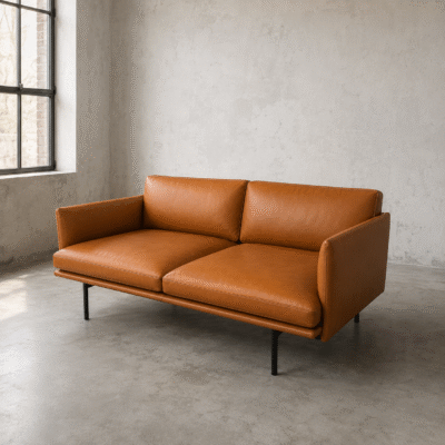 Muuto Outline Two-Seater Sofa in Cognac Refine Leather by Anderssen & Voll