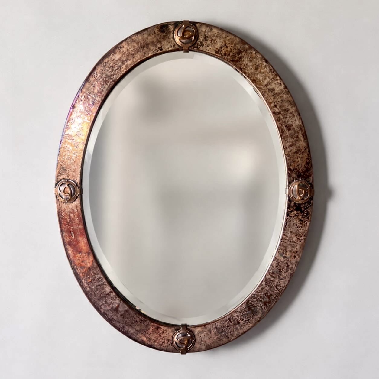 Liberty & Co Arts & Crafts Copper & Brass Oval Mirror, Circa 1900 - Image 4