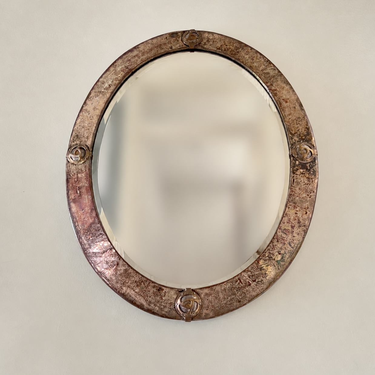 Liberty & Co Arts & Crafts Copper & Brass Oval Mirror, Circa 1900 - Image 5