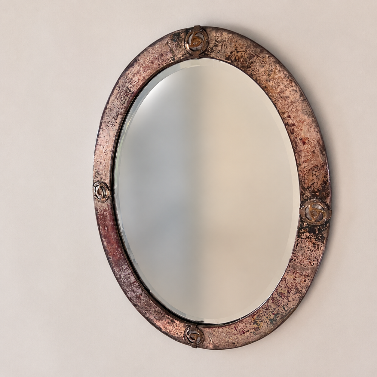 Liberty & Co Arts & Crafts Copper & Brass Oval Mirror, Circa 1900 - Image 2