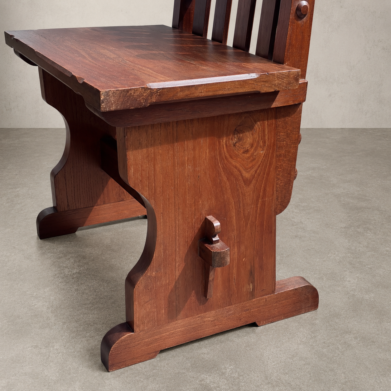 Pair of Handcrafted Solid Mahogany Brutalist Arts & Crafts Chairs - Image 9