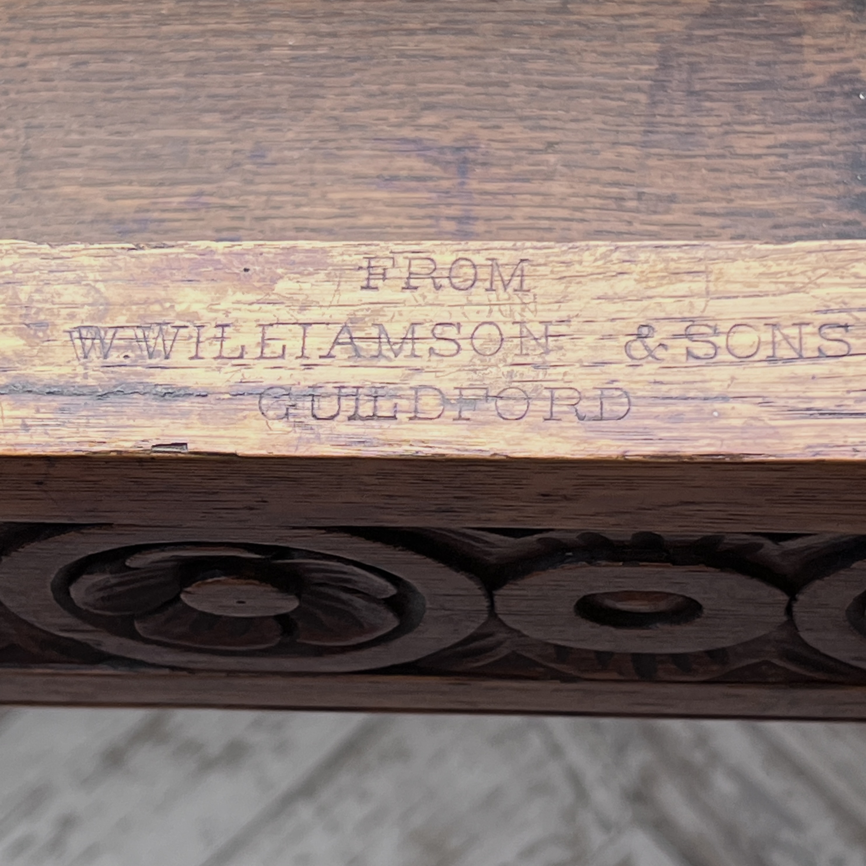 Fine Victorian Gothic Revival Octagonal Oak Library Centre Table – W. Williamson & Sons, Guildford - Image 8