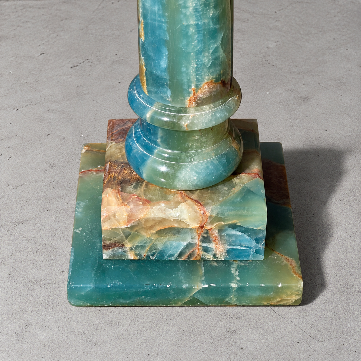 Rare Pair of Midcentury Blue-Green Onyx Column Table Lamps - Image 6