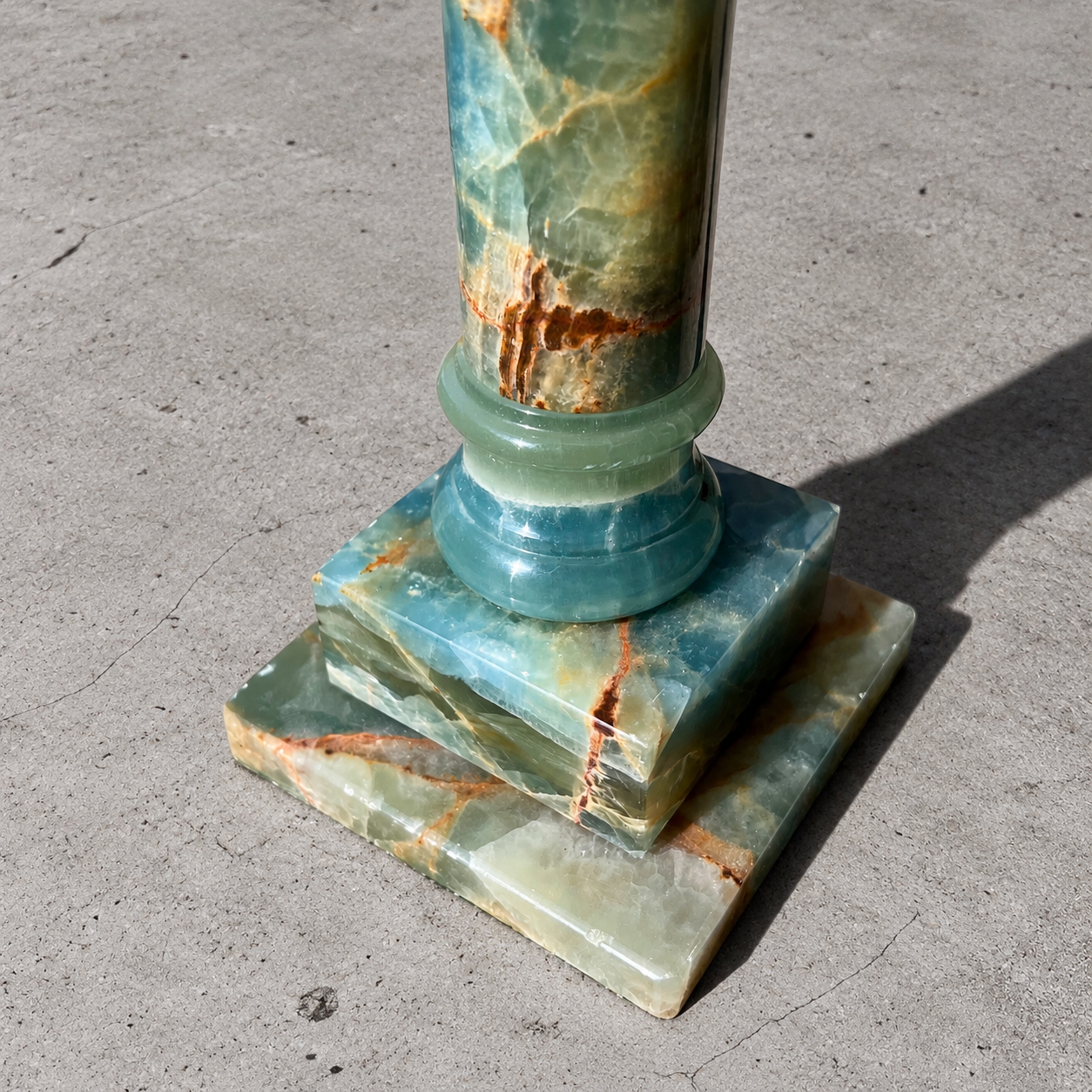 Rare Pair of Midcentury Blue-Green Onyx Column Table Lamps - Image 9