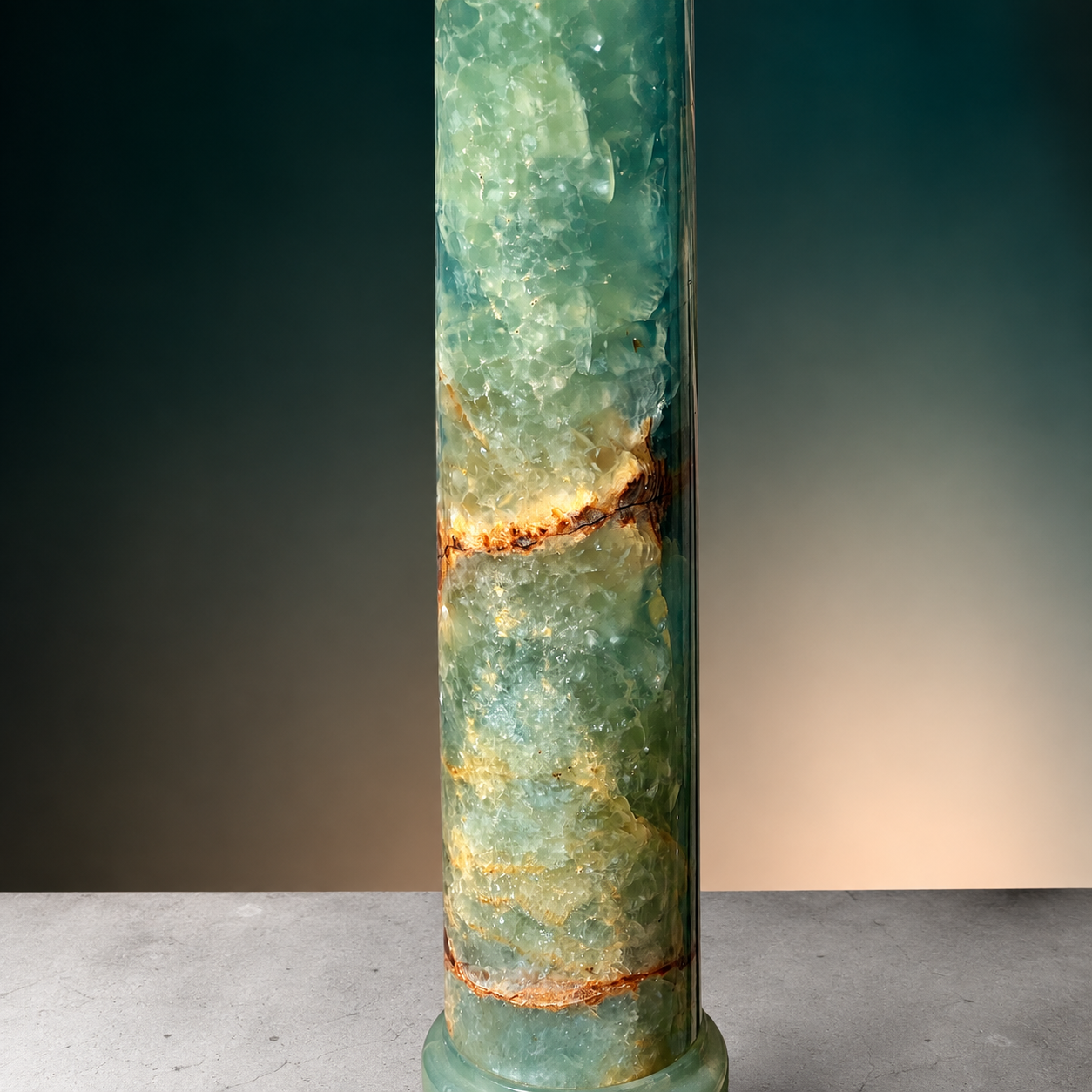 Rare Pair of Midcentury Blue-Green Onyx Column Table Lamps - Image 8