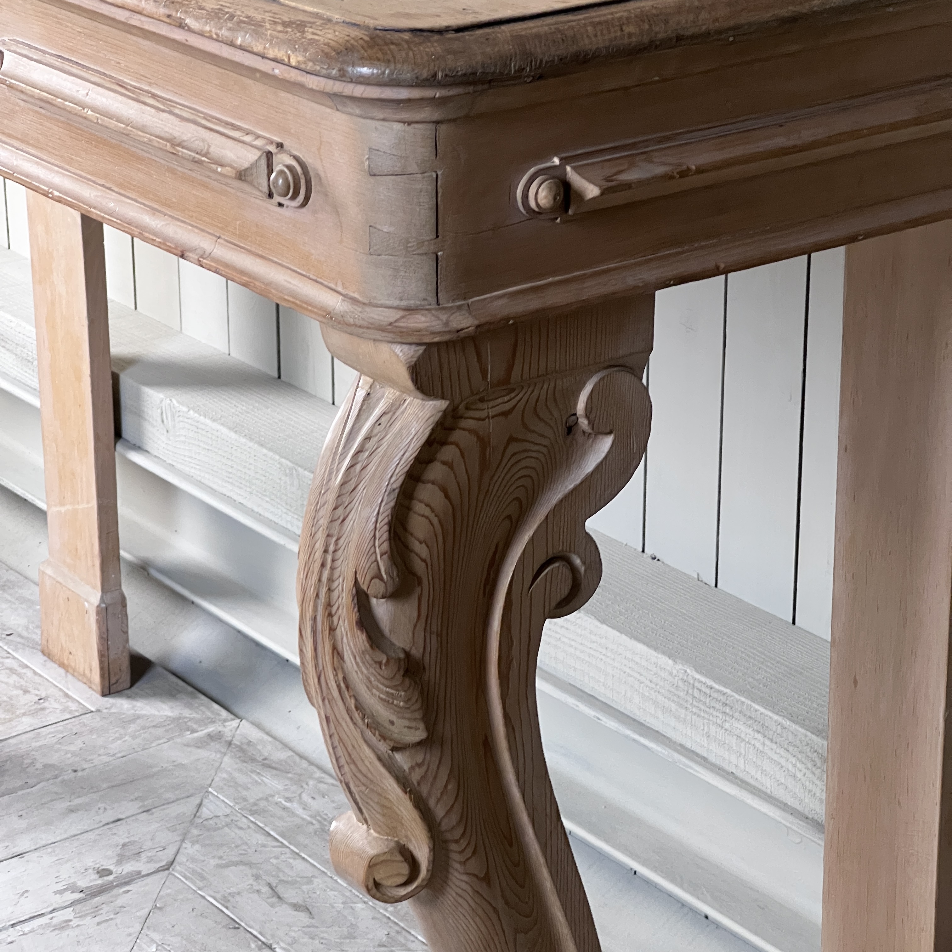 Victorian Carved Pine Console Table with Cabriole Legs, Late 19th Century - Image 8