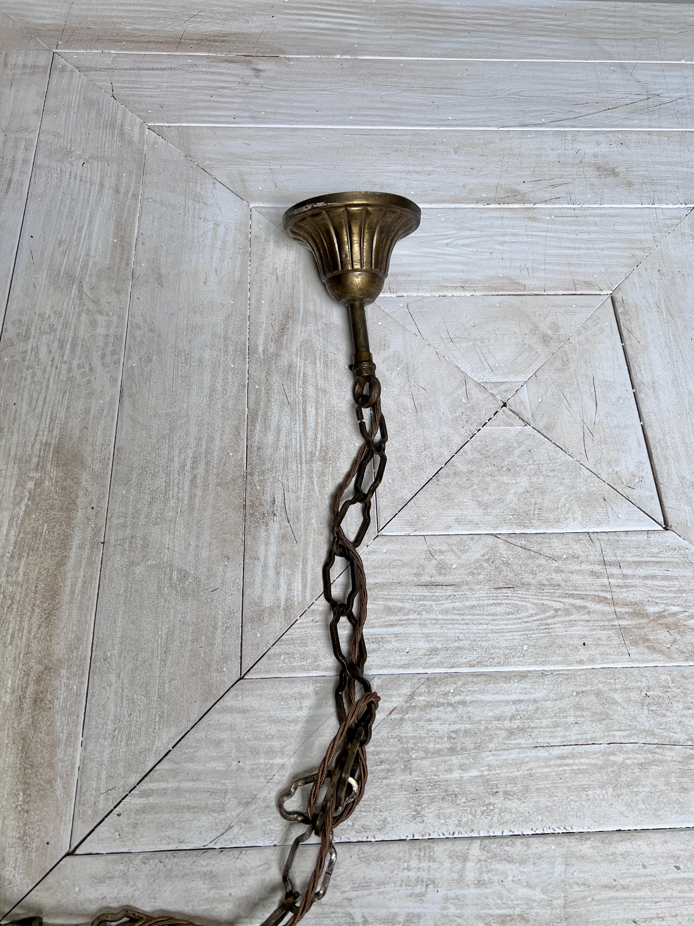 Large Continental Gothic Revival Bronze Hanging Lantern with Castellated Crown - Image 11